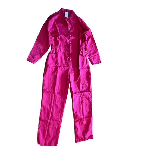 FP Movement Jumpsuit Hot Pink Drawstring Waist Casual Romper Size M - Picture 1 of 3